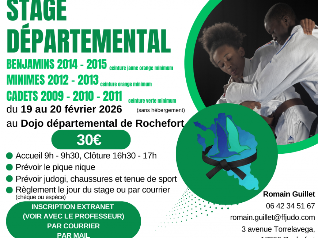 Image de l'actu 'Stage Départemental de Judo – Benjamins, Minimes & Cadets'