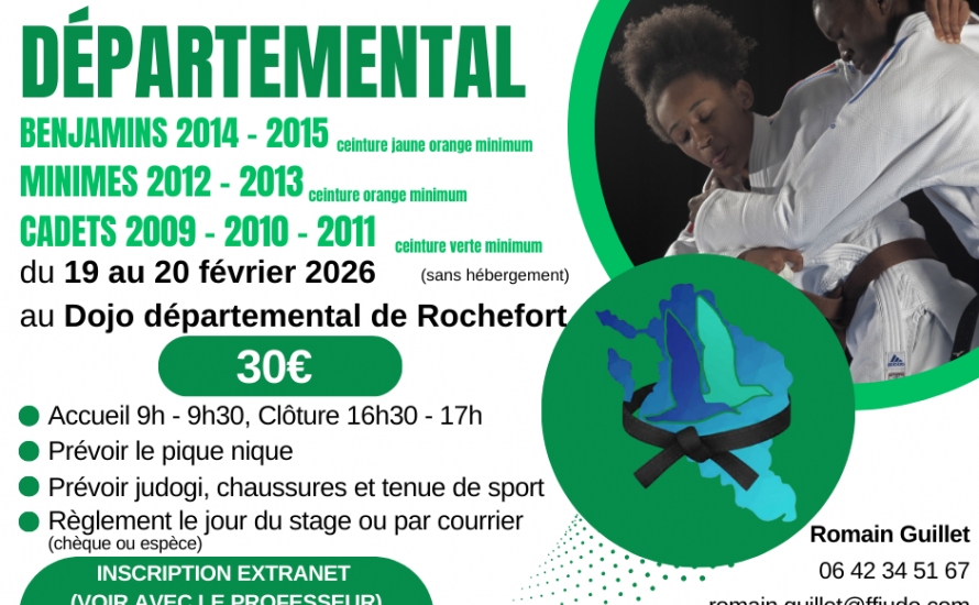 Stage Départemental de Judo – Benjamins, Minimes & Cadets